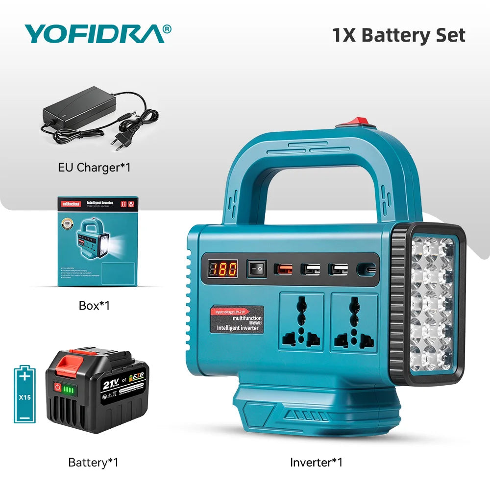 6 in 1 Power Inverter DC 18V to 220V Inverter Adapter Power Supply Inverter for Home Appliances for Makita Battery Pin
