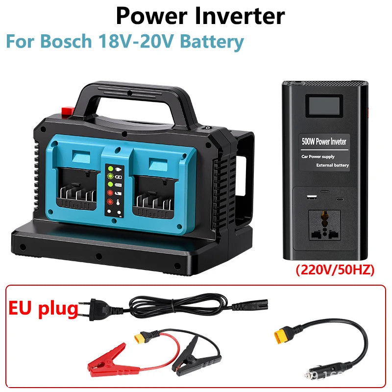 NEW Power Inverter for Makita/Bosch 18V Battery 500W Pure Sine Wave 2-Ports Car Charger Plug Inverter Adapter for Camping Travel