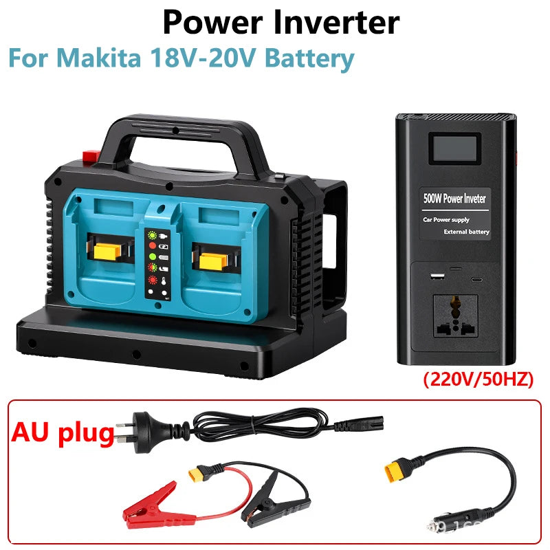 NEW Power Inverter for Makita/Bosch 18V Battery 500W Pure Sine Wave 2-Ports Car Charger Plug Inverter Adapter for Camping Travel