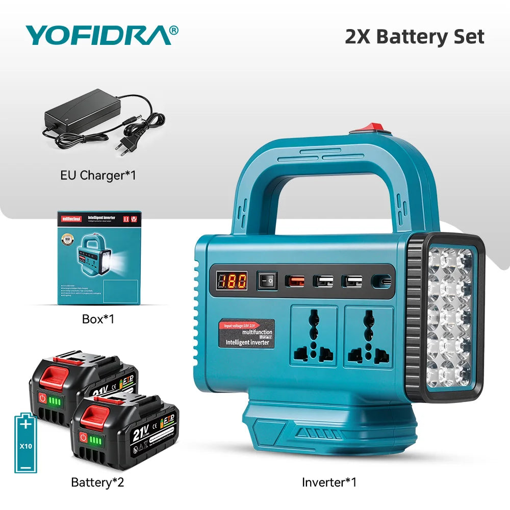 6 in 1 Power Inverter DC 18V to 220V Inverter Adapter Power Supply Inverter for Home Appliances for Makita Battery Pin