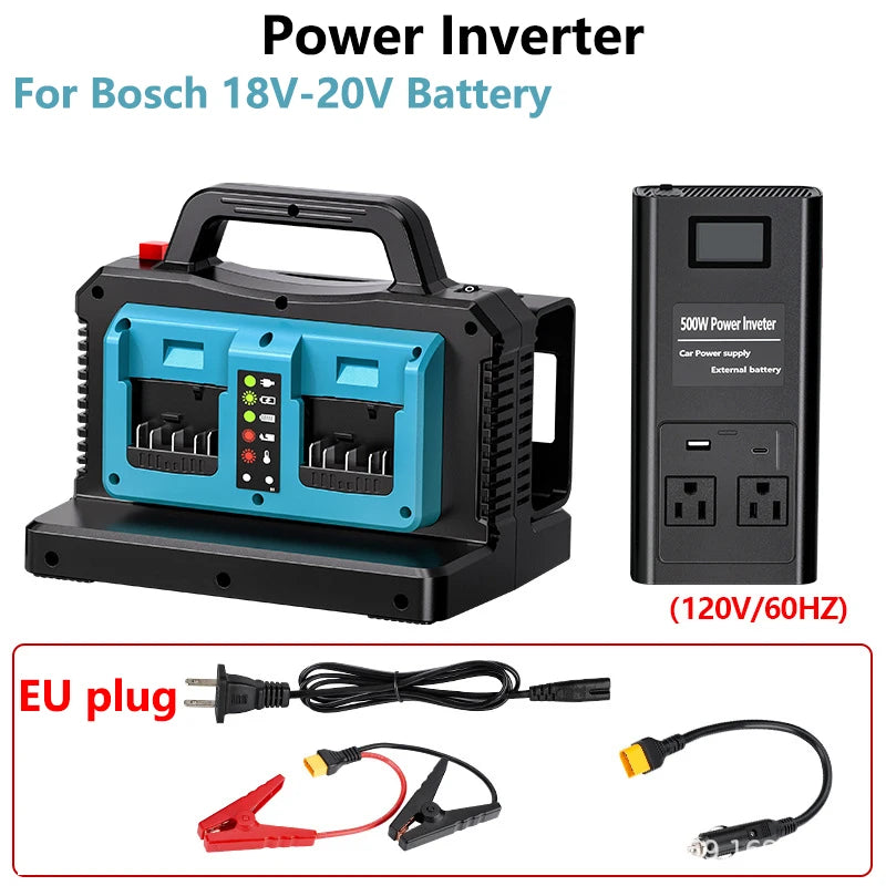 NEW Power Inverter for Makita/Bosch 18V Battery 500W Pure Sine Wave 2-Ports Car Charger Plug Inverter Adapter for Camping Travel