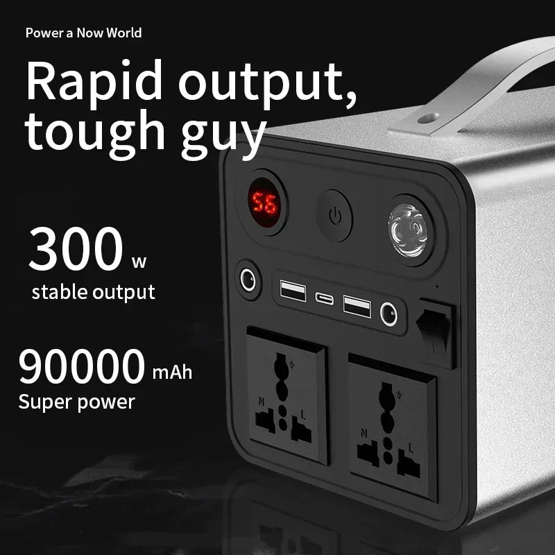 90000Mah 300W Portable Power Station 45000Mah 180W Outdoor Emergency Power Supply Power Bank Generator DC Output Battery Charger