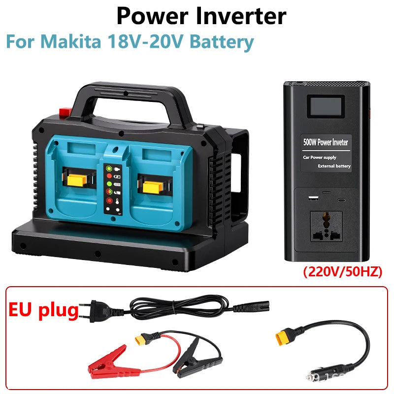 NEW Power Inverter for Makita/Bosch 18V Battery 500W Pure Sine Wave 2-Ports Car Charger Plug Inverter Adapter for Camping Travel