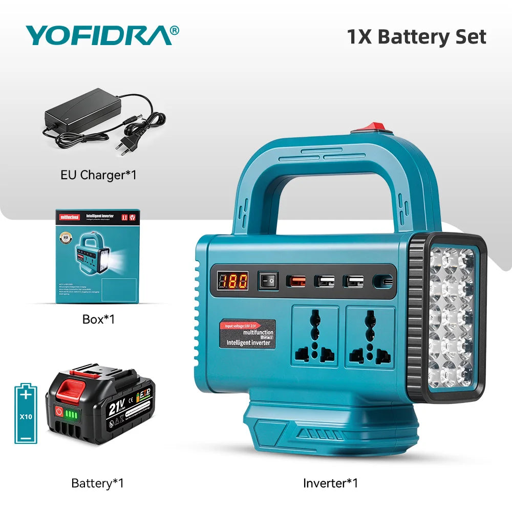 6 in 1 Power Inverter DC 18V to 220V Inverter Adapter Power Supply Inverter for Home Appliances for Makita Battery Pin