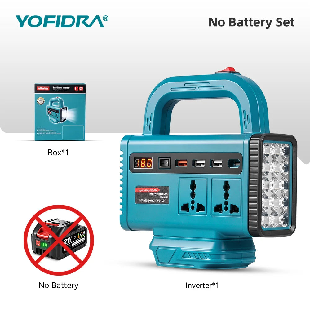 6 in 1 Power Inverter DC 18V to 220V Inverter Adapter Power Supply Inverter for Home Appliances for Makita Battery Pin