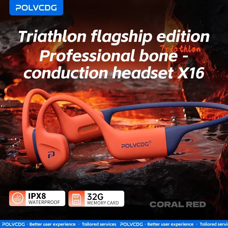 Bone Conduction Swimming Earphones IPX8 Waterproof 32GB Memory Bluetooth 5.4 Silicone Material 2025 New Product X16