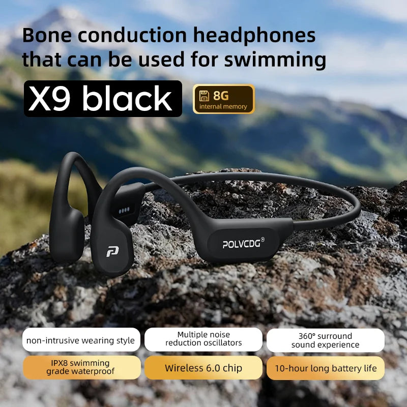 X9 Bone Conduction Earphones 32G IPX8 Waterproof Open Design for Swimming Running Cycling Hanging Earphones