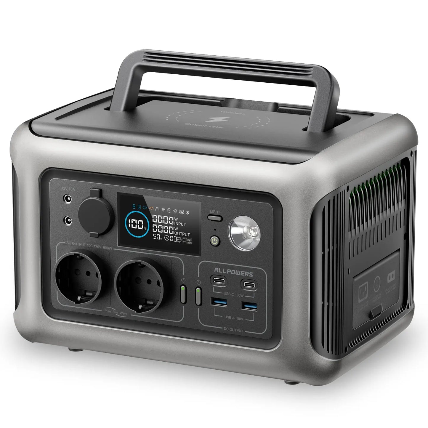 R600 Portable Power Station 600W 299Wh Lifepo4 Solar Generator with 2X600W (1200W Surge) AC Outlet for Camping RV Home