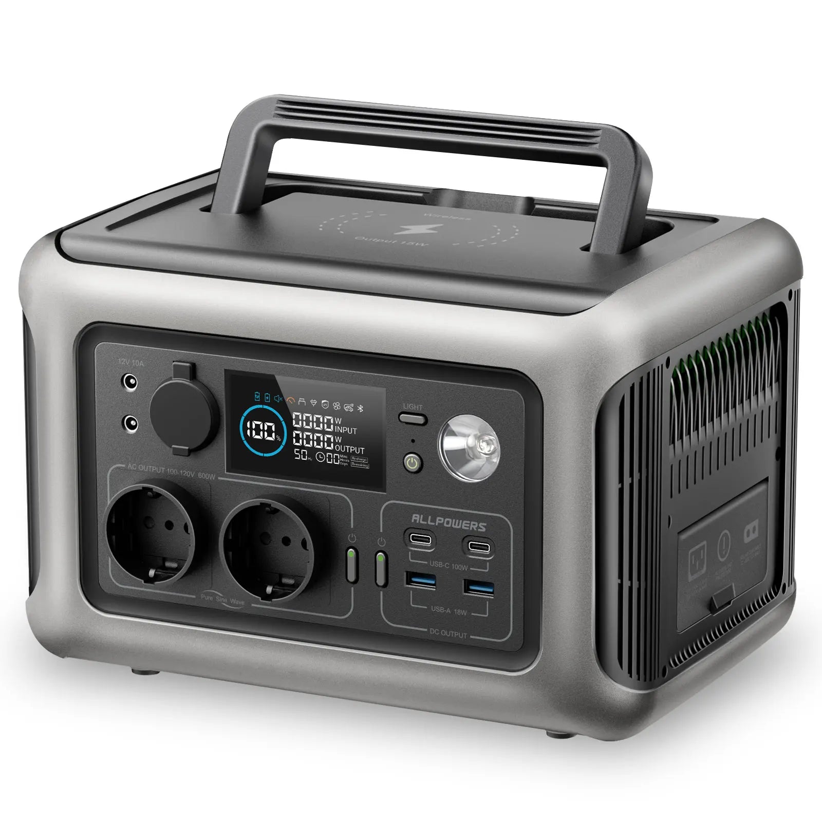 R600 Portable Power Station 600W 299Wh Lifepo4 Solar Generator with 2X600W (1200W Surge) AC Outlet for Camping RV Home