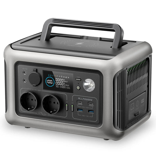 R600 Portable Power Station 600W 299Wh Lifepo4 Solar Generator with 2X600W (1200W Surge) AC Outlet for Camping RV Home