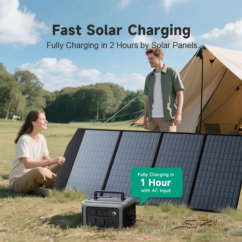R600 Portable Power Station 600W 299Wh Lifepo4 Solar Generator with 2X600W (1200W Surge) AC Outlet for Camping RV Home