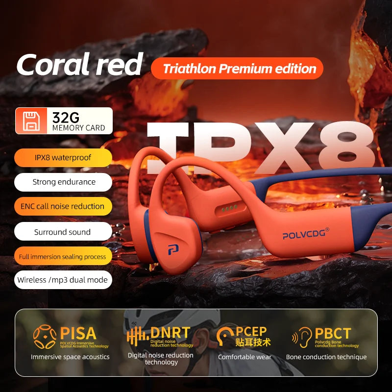 Bone Conduction Swimming Earphones IPX8 Waterproof 32GB Memory Bluetooth 5.4 Silicone Material 2025 New Product X16